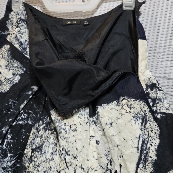 Carlisle Navy and Beige Floral A-Line Skirt With Pockets. - Picture 7 of 14